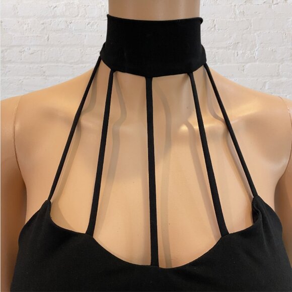 VINTAGE BODY CENTRAL -- Black Cocktail Dress, Knee-Length w/Strappy Halter Neck - Picture 6 of 16